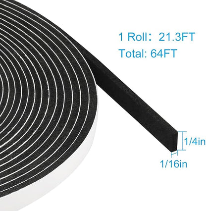 Seal Foam Tape, 1/4 Inch W x 1/16 Inch T Weather Stripping - Image 2