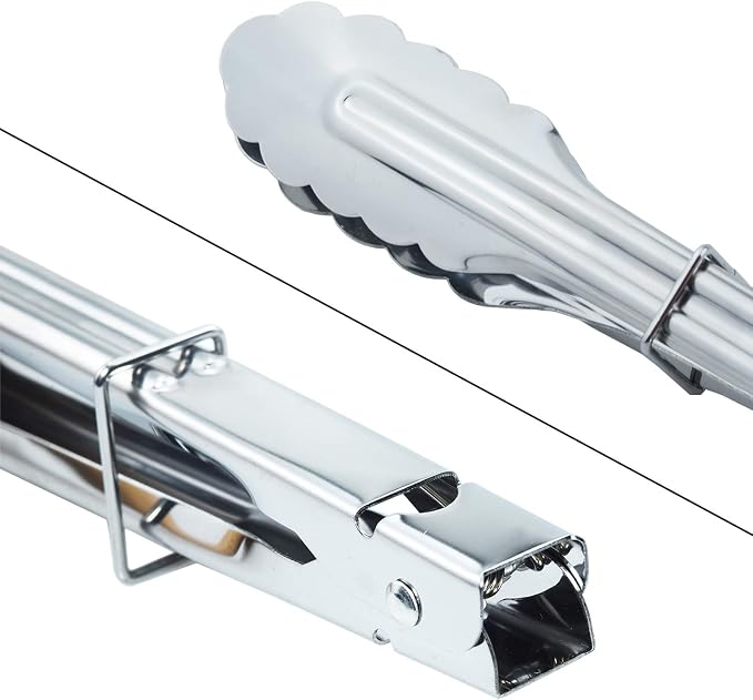 HINMAY Stainless Steel Kitchen Tongs Set Metal Cooking Tongs - Image 4