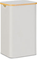 100L Laundry Hamper with Lid, Lagre Basket with Bamboo Handles,Foldable Clothes Hamper Tall Dirty Laundry Basket for Clothes Toys Towels Organizing,Beige