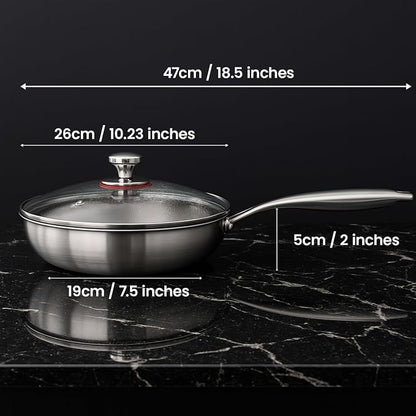 Titanium Hammered Pan Pro with Lid, PFAS/PFOA/PTFE-Free Non stick Titanium - Image 8