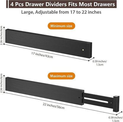 DUCOO 4 PCS Drawer Divider, Expandable Separators - Image 2