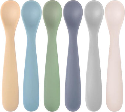 Eascrozn Silicone Baby Spoons Self Feeding 6+ Months, 6 Pack First Stage Baby by Eascrozn