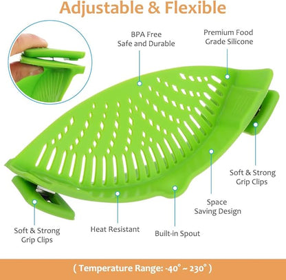 YEVIOR Clip on Strainer for Pots Pan Pasta, Silicone Food Strainer Hands-Free - Image 2