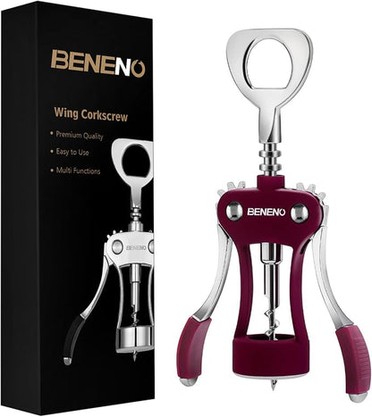 Beneno Wine Opener, Zinc Alloy Premium Wing Corkscrew by Beneno