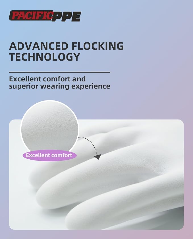 PACIFIC Cleaning Gloves with Latex free, Dishwashing Kitchen Gloves with Cotton - Image 3