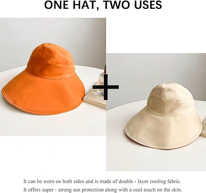 Sun Hats for Womens Wide Brim UV Protection Fishing Hats Packable Reversible Hollow Top Hat with Ponytail Beach Travel Hats