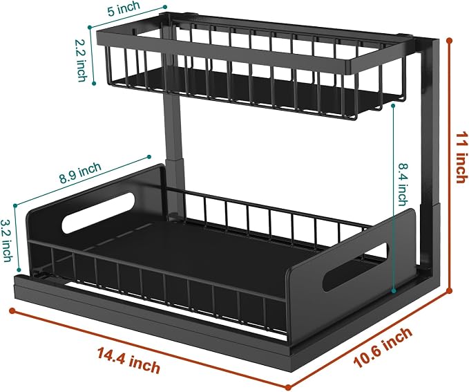 bukfen Under Sink Organizer, Pull Out Cabinet Organizer 2-Tier Slide Out - Image 6