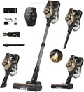 Cordless Vacuum Cleaner, 30Kpa Home Stick Vacuum, Smart Display & 1.5L Dust Cup, 55mins Max Runtime, Rechargeable Lightweight Handheld Vavuum for Pet Hair/Carpet/Hardwood Floor/Car (Golden)