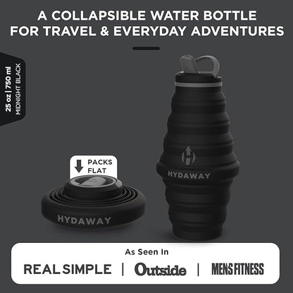 HYDAWAY 25oz Collapsible Water Bottle - BPA-Free, Leakproof, Lightweight, and Space-Saving - Perfect for Hiking, Travel, and All-Day Hydration