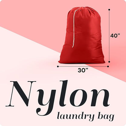 Handy Laundry Nylon XL - Large Capacity with Locking Drawstring, Machine Washable, Fits Laundry Baskets or Hampers, Holds 3 Loads of Clothes - Red (Pack of 2)