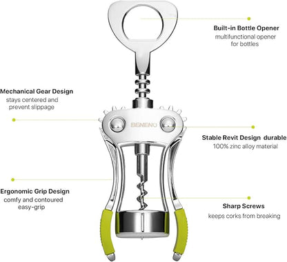 Beneno Wine Opener, Zinc Alloy Premium Wing Corkscrew - Image 4