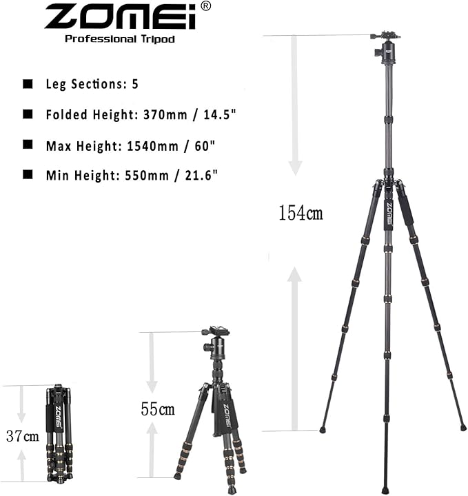 ZoMei Z669 Magnesium Aluminum Alloy Travel Camera Tripod with Ball Head for Canon,Sony,DSLR