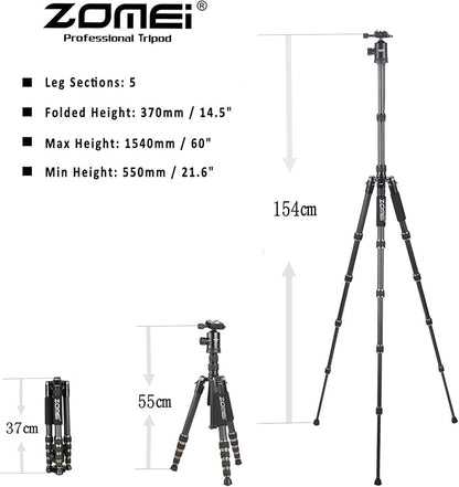 ZoMei Z669 Magnesium Aluminum Alloy Travel Camera Tripod with Ball Head for Canon,Sony,DSLR