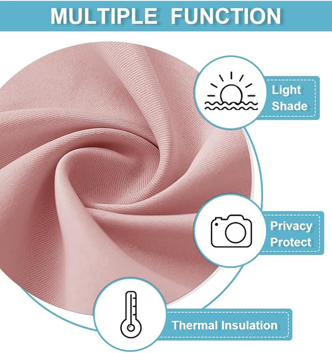 RYB HOME Small Curtains Blackout - Privacy Energy Efficiency Mini Curtains for Kids Bedroom RV Camper Windows Trailer Bathroom Kitchen Cabinet Window Tiers, W 29 x L 36, Peach Blush, 2 Panels