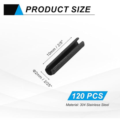 MECCANIXITY 120Pcs Slotted Split Roll Pins 2/25 Inch Dia. 2/5 Inch Length Steel - Image 2