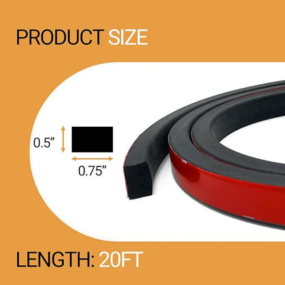 Rubber Weather Stripping, Rectangle Foam Seal Strip, Rubber Gasket - Image 2