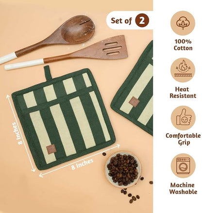 Folkulture Pot Holders for Kitchen | Pack of 2 Ribbed Soft Silicone Hot Pads - Image 3