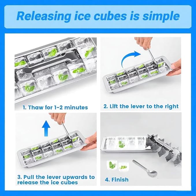 3 Pack 18-Slot Ice Cube Trays Stainless Steel - Image 5