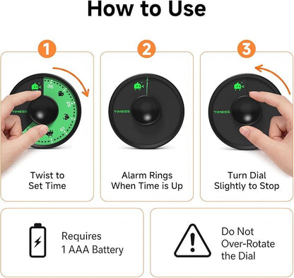 60-Minute Visual Timer, Twist to Set, Loud Battery-Powered Alarm, Minimalist - Image 5
