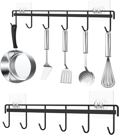 Myfolrena Adhesive Kitchen Hooks Utensil Hanger Holder Hanging Rack 2 Pack by Myfolrena