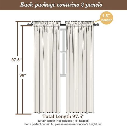 Chyhomenyc Sky Blue Sheer Curtains 96 inches Long 2 Panels, Light Filtering - Image 3