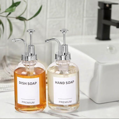 12oz Dish Soap Dispenser for Kitchen, Hand Glass Soap Dispenser Set - Image 5