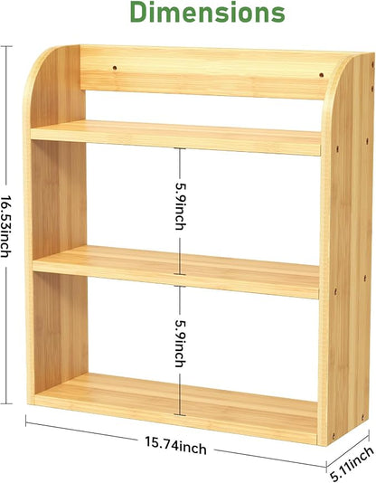 ROMGUAR CRAFT 3 Tier Bamboo Spice Rack, Countertop or Wall Mounting Wood Spice - Image 3