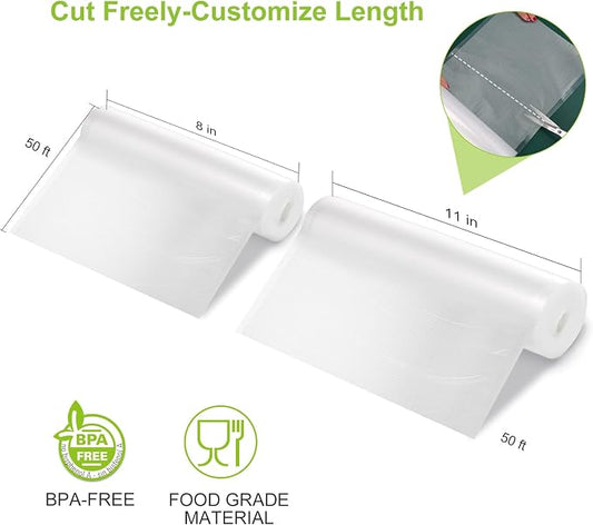 Bonsenkitchen Vacuum Food Sealer Rolls Bags, Durable Customized Size Food Vac - Image 2