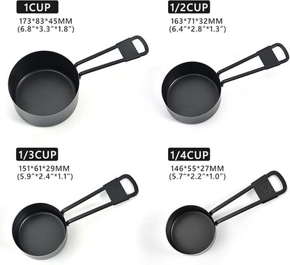 9PCS Black Stainless Steel Measuring Cups and Spoons Set, Heavy Duty Measuring - Image 6
