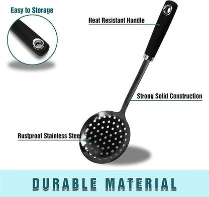 304 Stainless Steel Skimmer Spoon, 14.17" Slotted Strainer Spoon - Image 2