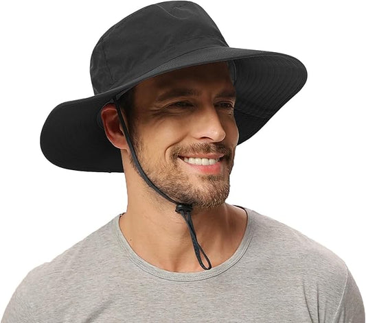 Rosoz Sun Hat for Men Women Boonie Bucket Hat Wide Brim Breathable Cooling Fishing Hats Safari Beach Garden UV Protection