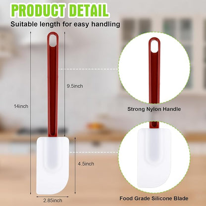Meekoo 5 Pieces 14 Inch Rubber Spatula, 500°F High Heat Resistant Silicone - Image 2