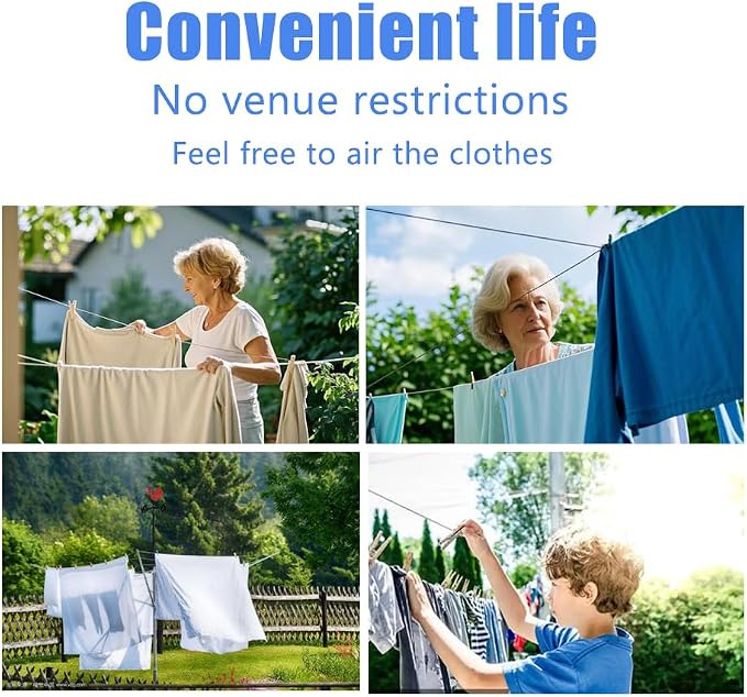 Retractable Clothesline Used to Outdoor，39 feet PVC Line Retracting，Including - Image 4