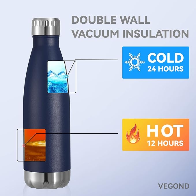 VEGOND 17oz Stainless Steel Water Bottles, Reusable Metal Sports Water Bottle - Image 5