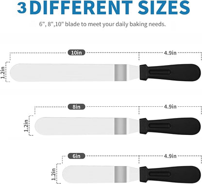 3 PCS Icing Spatulas, Offset Spatula, Stainless Steel Cake Decorating Spatulas - Image 2