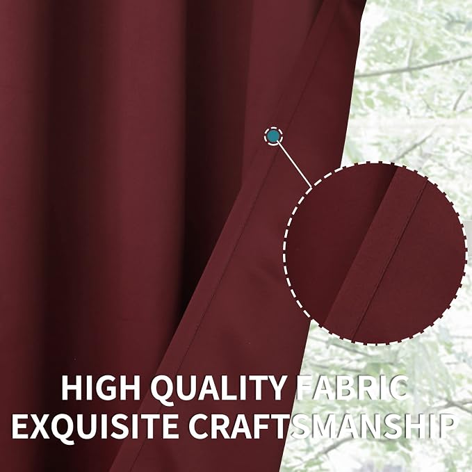 BGment Burgundy Blackout Curtains 36 Inch Length - Image 6