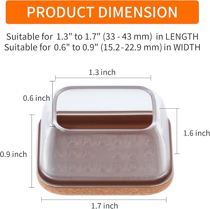 Ezprotekt 24 Pcs Rectangle Clear Silicone Chair Leg Floor Protectors Caps - Image 2