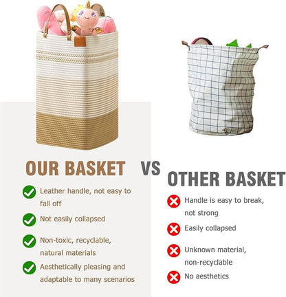 danpinera Large Laundry Hamper – 75L Tall Woven Cotton Storage Basket - Image 6