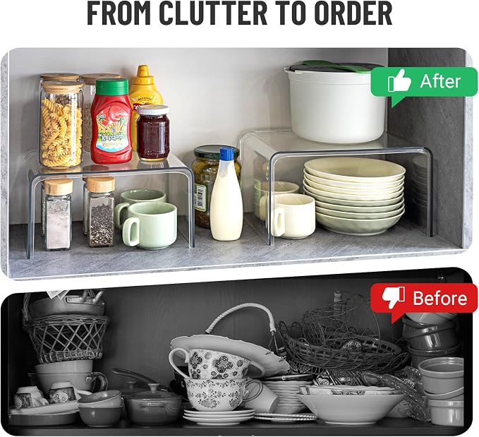Clear Cabinet Organizer, Shelf Organizer Set of 2 - Image 4