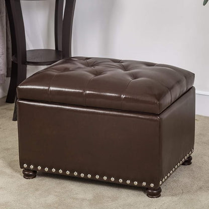 24'' Leather Storage Ottoman Rectangular Foot Rest Stool - Image 6
