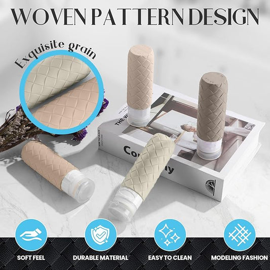 Travel Bottles for Toiletries, TSA Approved Silicone Travel Size Containers for Toiletries, BPA Free Leak Proof Refillable Essentials Accessories, Shampoo and Conditioner Bottles (Cream)