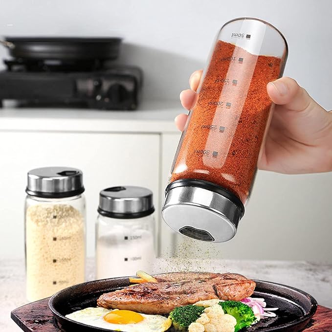 2 Piece 4-Neck Seasoning Shakers Moisture Resistant Seasoning Shakers Glass - Image 9