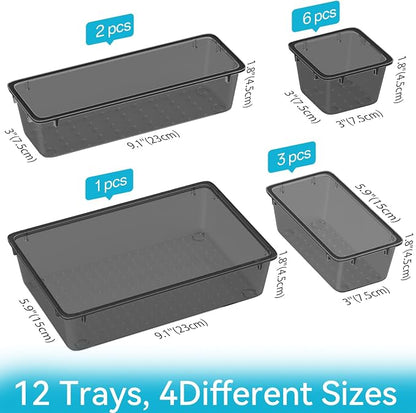 ElegantArray 12-Piece Drawer Organizer Set, 4 Sizes Versatile Plastic Vanity - Image 2