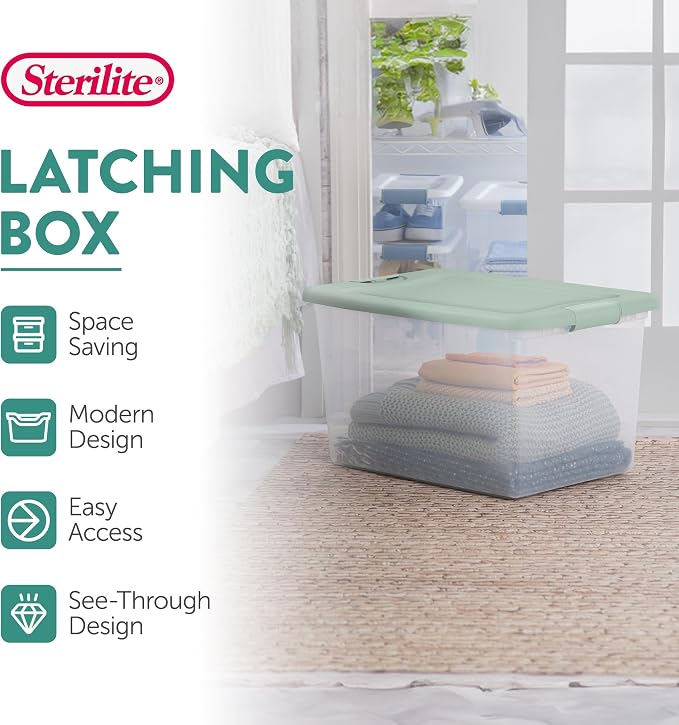 Sterilite 6 Pack Latching Box, 64 Quart, Mindful Mint - Image 5