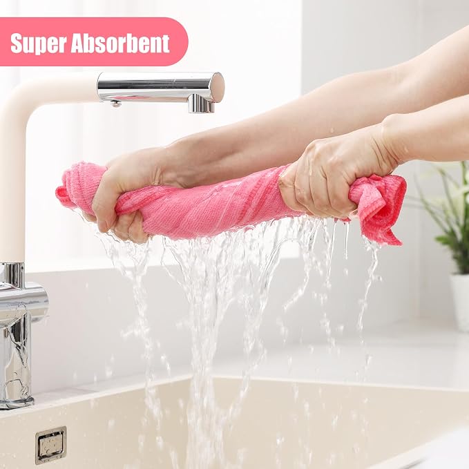 Homaxy Microfiber Kitchen Towels and Dishcloths Set, 12 Pack Soft and Absorbent - Image 3