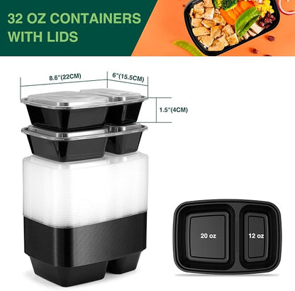 Glotoch 10 Pack 32OZ Meal Prep Containers Reusable Microwave Safe, Extra Large - Image 3