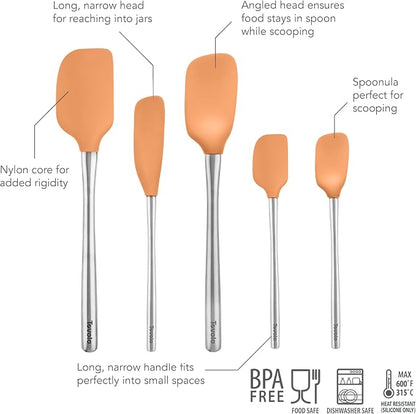 Tovolo Stainless Steel Handled Silicone Spatula Set of 5, Dishwasher Safe - Image 4