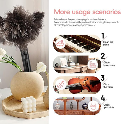 Retractable Feather Duster-Genuine Ostrich Feathers, Anti-Static, Reusable - Image 6