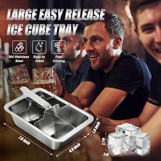 Ice Cube Trays, 3 Pack Large 6-cube Stainless Steel Ice Cube Trays - Image 2