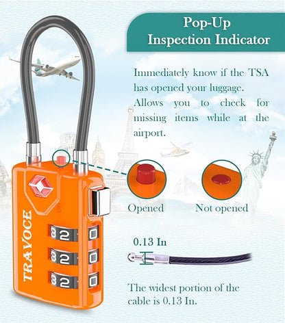 TSA Approved Luggage Locks, Travel Locks Which Also Work Great as Gym Locks, Toolbox Lock, Backpack and More, Orange 2 Pack